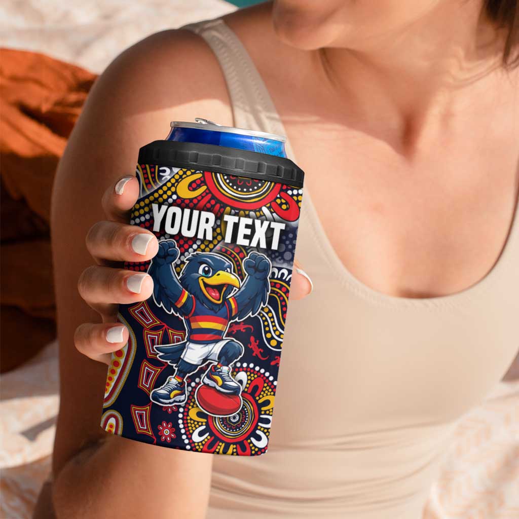 Personalized Adelaide Crows Mascot 4 in 1 Can Cooler Tumbler Aboriginal Dot Art Style Vibrant Indigenous Pattern Design