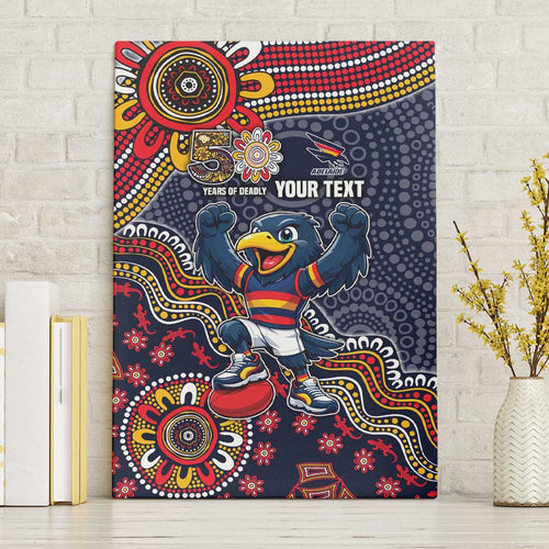Personalized Adelaide Crows Mascot Canvas Wall Art Aboriginal Dot Art Style Vibrant Indigenous Pattern Design