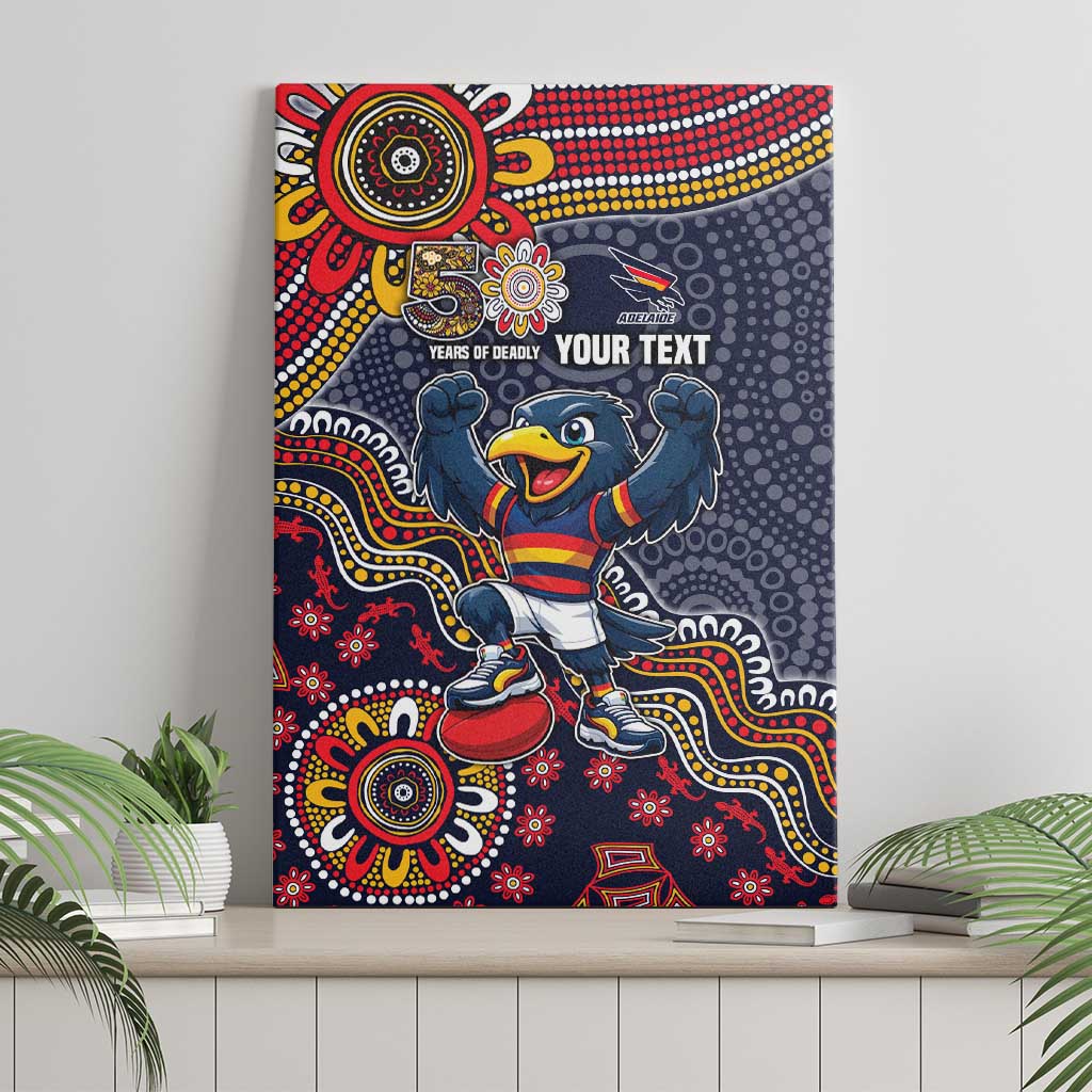 Personalized Adelaide Crows Mascot Canvas Wall Art Aboriginal Dot Art Style Vibrant Indigenous Pattern Design