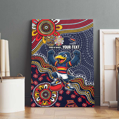 Personalized Adelaide Crows Mascot Canvas Wall Art Aboriginal Dot Art Style Vibrant Indigenous Pattern Design