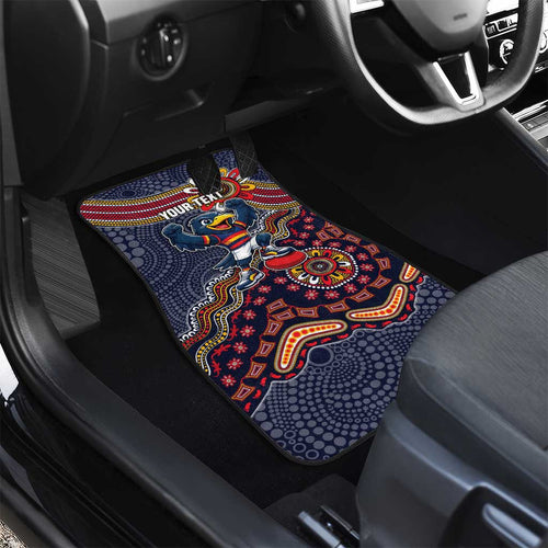Personalized Adelaide Crows Mascot Car Mats Aboriginal Dot Art Style Vibrant Indigenous Pattern Design