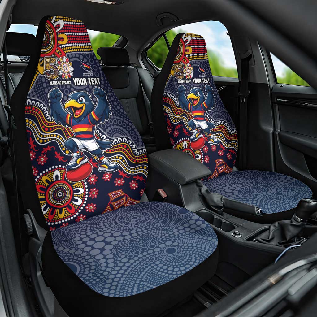 Personalized Adelaide Crows Mascot Car Seat Cover Aboriginal Dot Art Style Vibrant Indigenous Pattern Design
