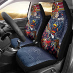 Personalized Adelaide Crows Mascot Car Seat Cover Aboriginal Dot Art Style Vibrant Indigenous Pattern Design