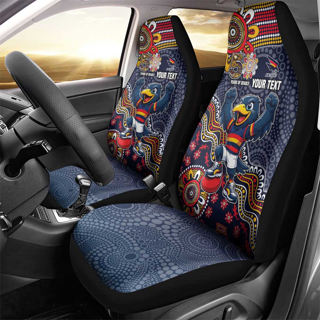 Personalized Adelaide Crows Mascot Car Seat Cover Aboriginal Dot Art Style Vibrant Indigenous Pattern Design