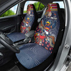 Personalized Adelaide Crows Mascot Car Seat Cover Aboriginal Dot Art Style Vibrant Indigenous Pattern Design