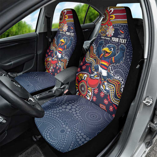 Personalized Adelaide Crows Mascot Car Seat Cover Aboriginal Dot Art Style Vibrant Indigenous Pattern Design