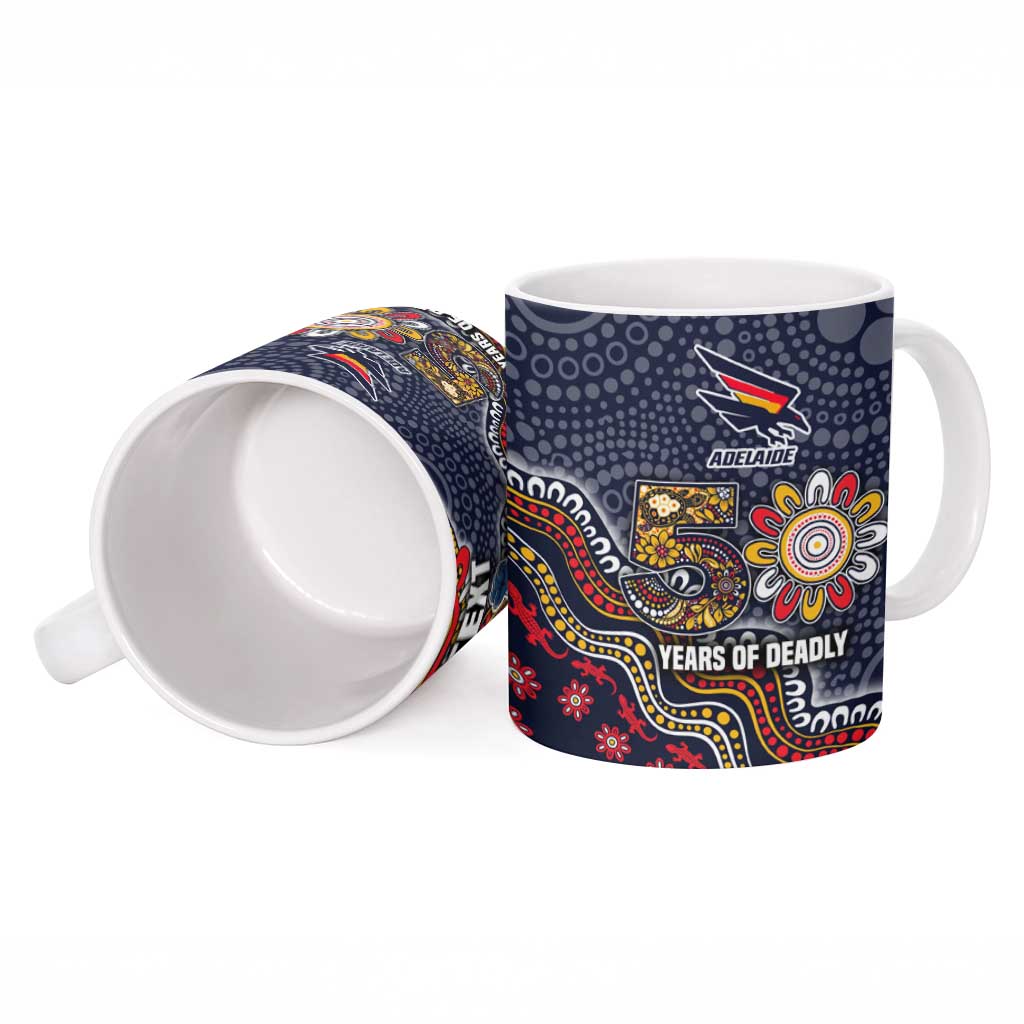 Personalized Adelaide Crows Mascot Ceramic Mug Aboriginal Dot Art Style Vibrant Indigenous Pattern Design