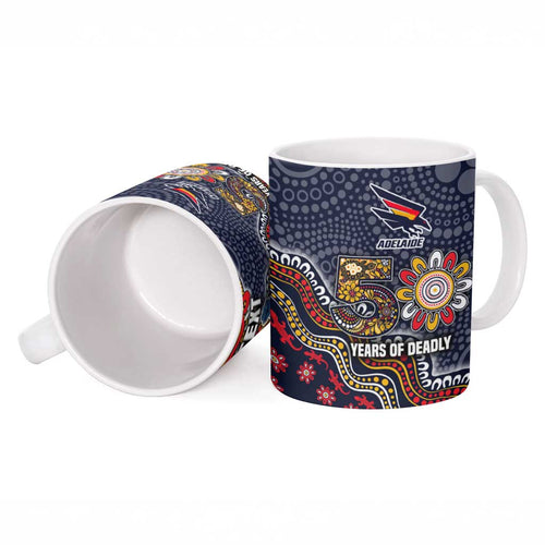 Personalized Adelaide Crows Mascot Ceramic Mug Aboriginal Dot Art Style Vibrant Indigenous Pattern Design