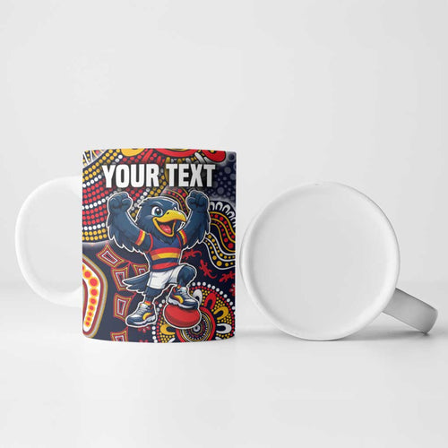 Personalized Adelaide Crows Mascot Ceramic Mug Aboriginal Dot Art Style Vibrant Indigenous Pattern Design
