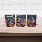 Personalized Adelaide Crows Mascot Ceramic Mug Aboriginal Dot Art Style Vibrant Indigenous Pattern Design