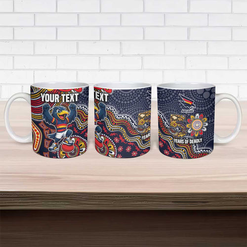 Personalized Adelaide Crows Mascot Ceramic Mug Aboriginal Dot Art Style Vibrant Indigenous Pattern Design