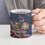 Personalized Adelaide Crows Mascot Ceramic Mug Aboriginal Dot Art Style Vibrant Indigenous Pattern Design