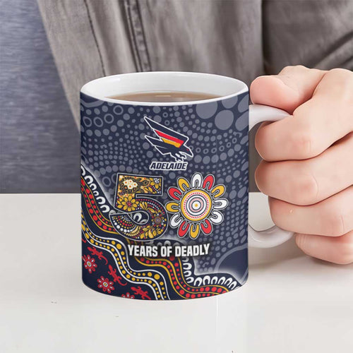 Personalized Adelaide Crows Mascot Ceramic Mug Aboriginal Dot Art Style Vibrant Indigenous Pattern Design