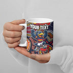 Personalized Adelaide Crows Mascot Ceramic Mug Aboriginal Dot Art Style Vibrant Indigenous Pattern Design