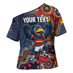 Personalized Adelaide Crows Mascot Cross Shoulder Shirt Aboriginal Dot Art Style Vibrant Indigenous Pattern Design