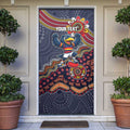Personalized Adelaide Crows Mascot Door Cover Aboriginal Dot Art Style Vibrant Indigenous Pattern Design