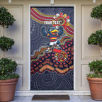Personalized Adelaide Crows Mascot Door Cover Aboriginal Dot Art Style Vibrant Indigenous Pattern Design