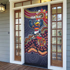 Personalized Adelaide Crows Mascot Door Cover Aboriginal Dot Art Style Vibrant Indigenous Pattern Design