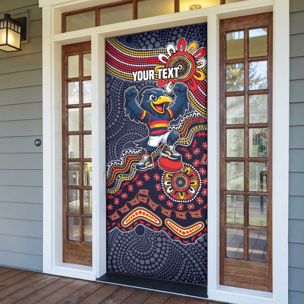 Personalized Adelaide Crows Mascot Door Cover Aboriginal Dot Art Style Vibrant Indigenous Pattern Design