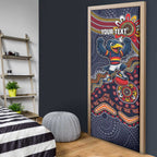 Personalized Adelaide Crows Mascot Door Cover Aboriginal Dot Art Style Vibrant Indigenous Pattern Design