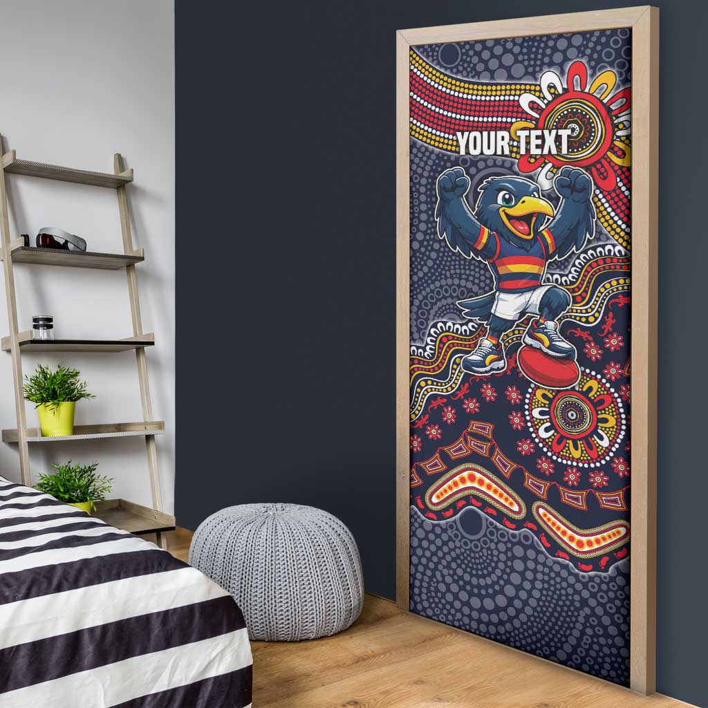 Personalized Adelaide Crows Mascot Door Cover Aboriginal Dot Art Style Vibrant Indigenous Pattern Design