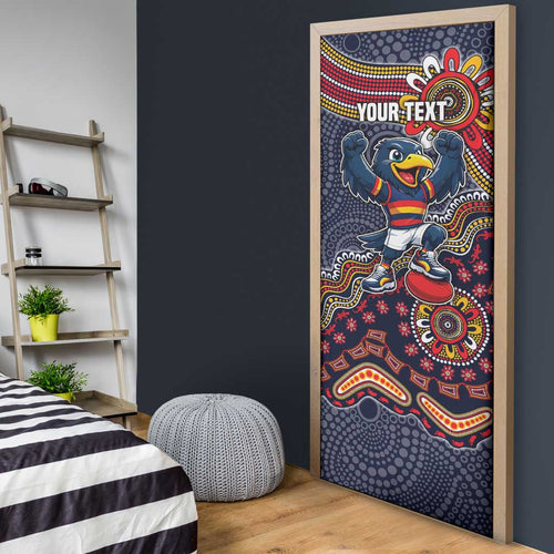 Personalized Adelaide Crows Mascot Door Cover Aboriginal Dot Art Style Vibrant Indigenous Pattern Design