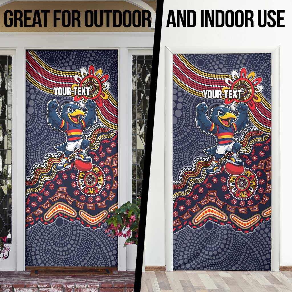 Personalized Adelaide Crows Mascot Door Cover Aboriginal Dot Art Style Vibrant Indigenous Pattern Design