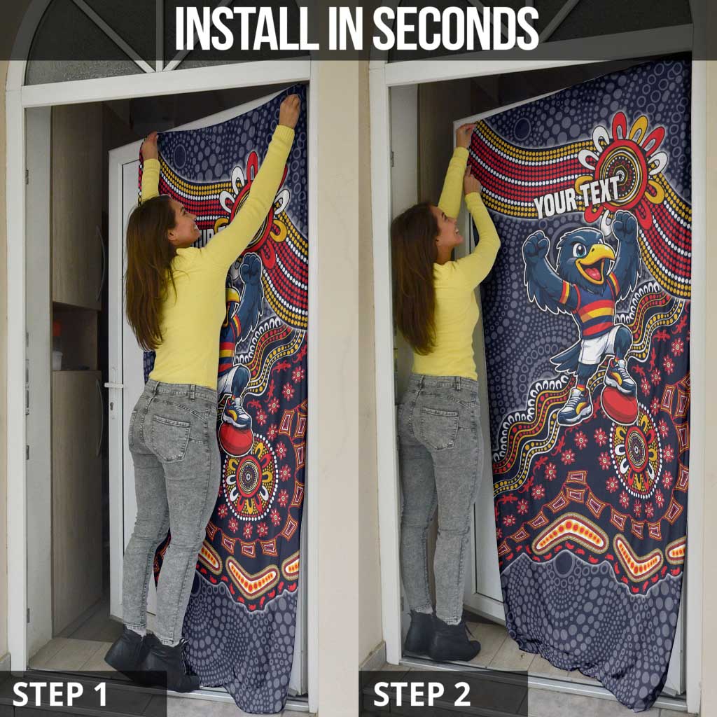 Personalized Adelaide Crows Mascot Door Cover Aboriginal Dot Art Style Vibrant Indigenous Pattern Design