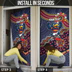 Personalized Adelaide Crows Mascot Door Cover Aboriginal Dot Art Style Vibrant Indigenous Pattern Design
