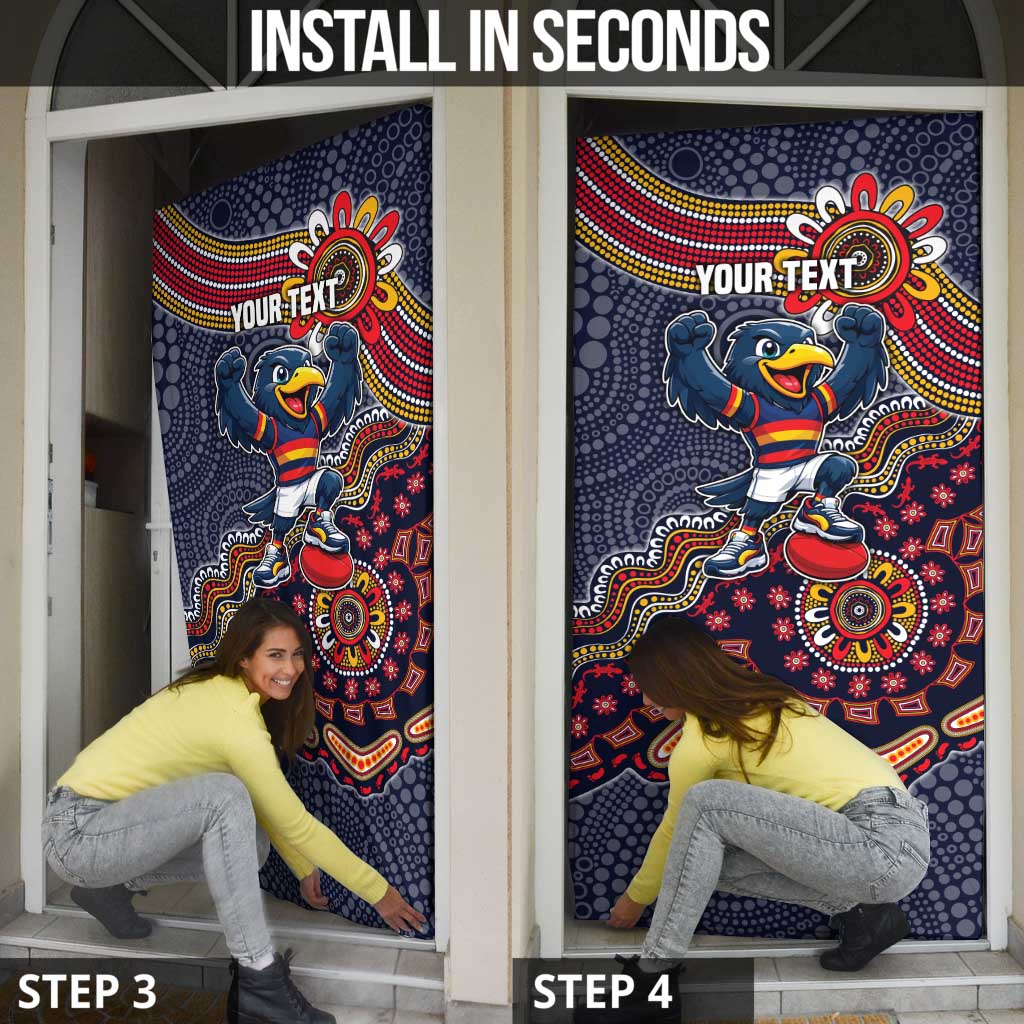 Personalized Adelaide Crows Mascot Door Cover Aboriginal Dot Art Style Vibrant Indigenous Pattern Design