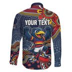 Personalized Adelaide Crows Mascot Family Matching Long Sleeve Bodycon Dress and Hawaiian Shirt Aboriginal Dot Art Style Vibrant Indigenous Pattern Design