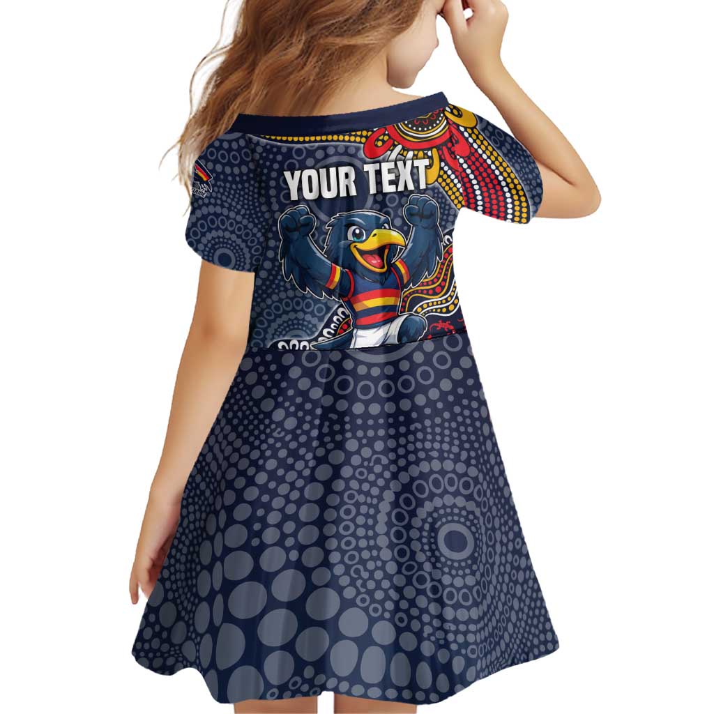 Personalized Adelaide Crows Mascot Family Matching Off Shoulder Maxi Dress and Hawaiian Shirt Aboriginal Dot Art Style Vibrant Indigenous Pattern Design