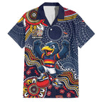 Personalized Adelaide Crows Mascot Family Matching Off Shoulder Maxi Dress and Hawaiian Shirt Aboriginal Dot Art Style Vibrant Indigenous Pattern Design