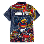 Personalized Adelaide Crows Mascot Family Matching Off Shoulder Maxi Dress and Hawaiian Shirt Aboriginal Dot Art Style Vibrant Indigenous Pattern Design