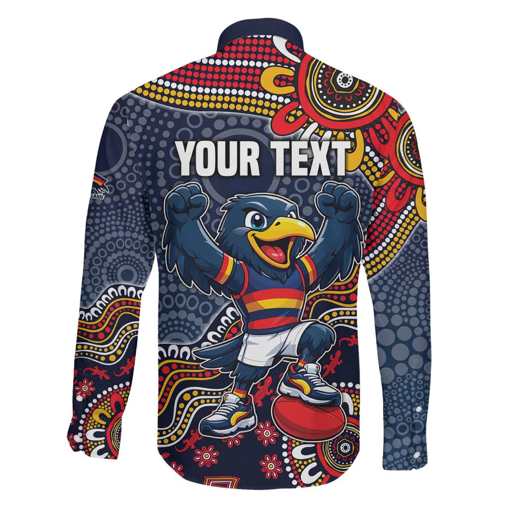 Personalized Adelaide Crows Mascot Family Matching Off Shoulder Maxi Dress and Hawaiian Shirt Aboriginal Dot Art Style Vibrant Indigenous Pattern Design