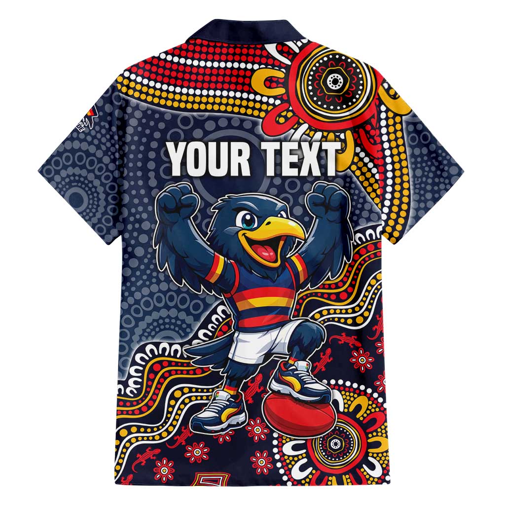 Personalized Adelaide Crows Mascot Family Matching Off Shoulder Short Dress and Hawaiian Shirt Aboriginal Dot Art Style Vibrant Indigenous Pattern Design