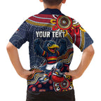 Personalized Adelaide Crows Mascot Family Matching Tank Maxi Dress and Hawaiian Shirt Aboriginal Dot Art Style Vibrant Indigenous Pattern Design