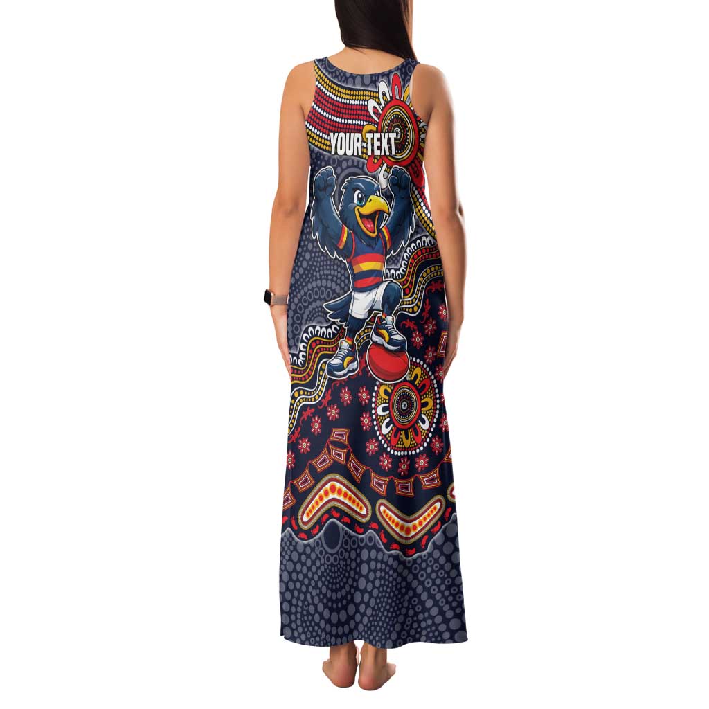 Personalized Adelaide Crows Mascot Family Matching Tank Maxi Dress and Hawaiian Shirt Aboriginal Dot Art Style Vibrant Indigenous Pattern Design