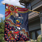 Personalized Adelaide Crows Mascot Garden Flag Aboriginal Dot Art Style Vibrant Indigenous Pattern Design