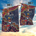 Personalized Adelaide Crows Mascot Garden Flag Aboriginal Dot Art Style Vibrant Indigenous Pattern Design