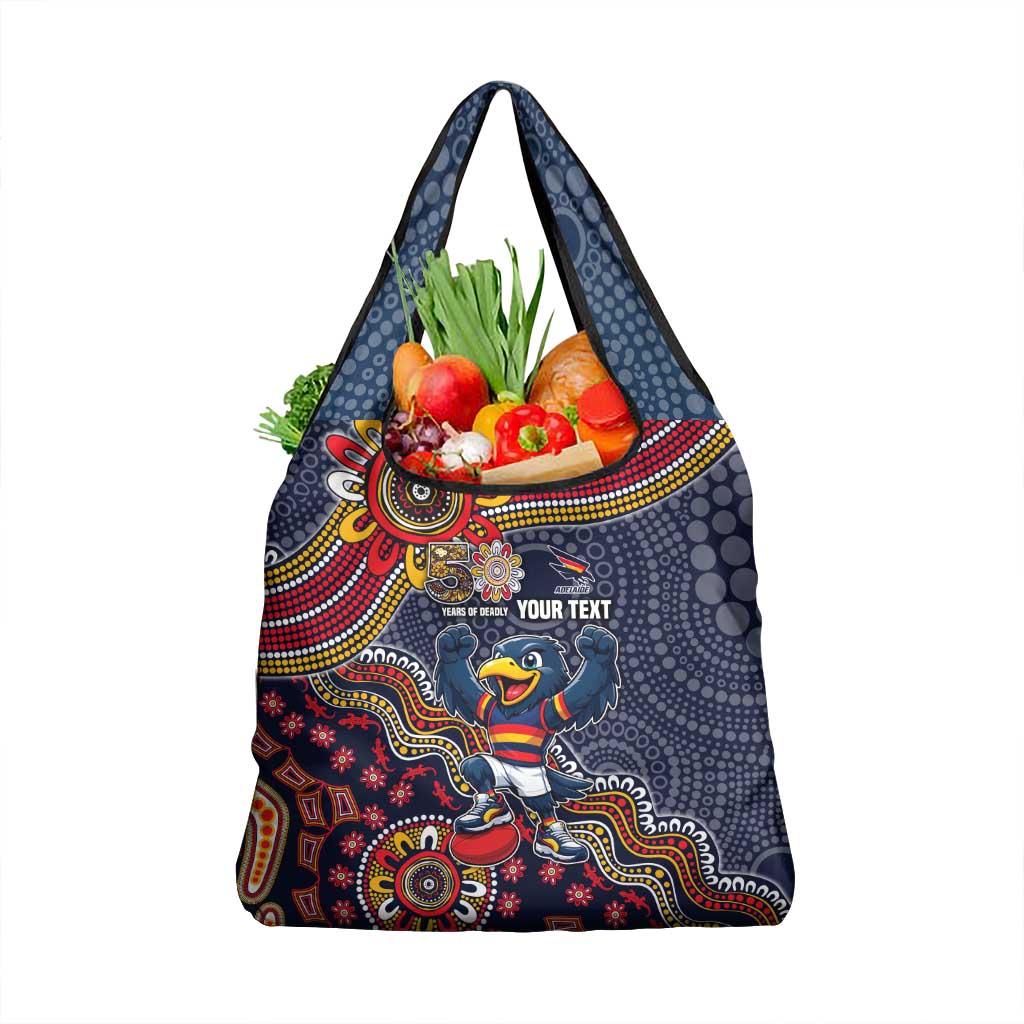 Personalized Adelaide Crows Mascot Grocery Bag Aboriginal Dot Art Style Vibrant Indigenous Pattern Design