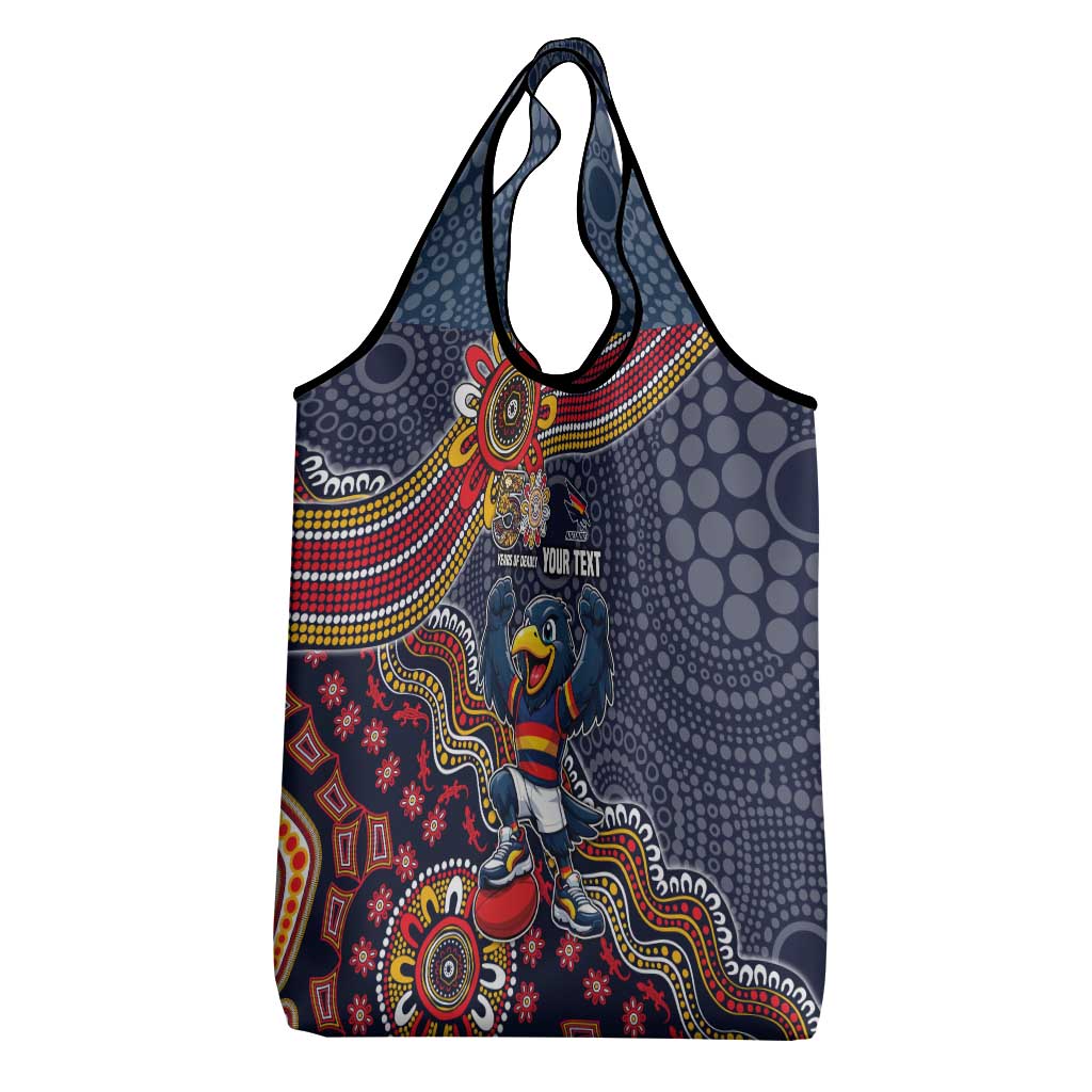 Personalized Adelaide Crows Mascot Grocery Bag Aboriginal Dot Art Style Vibrant Indigenous Pattern Design