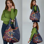 Personalized Adelaide Crows Mascot Grocery Bag Aboriginal Dot Art Style Vibrant Indigenous Pattern Design