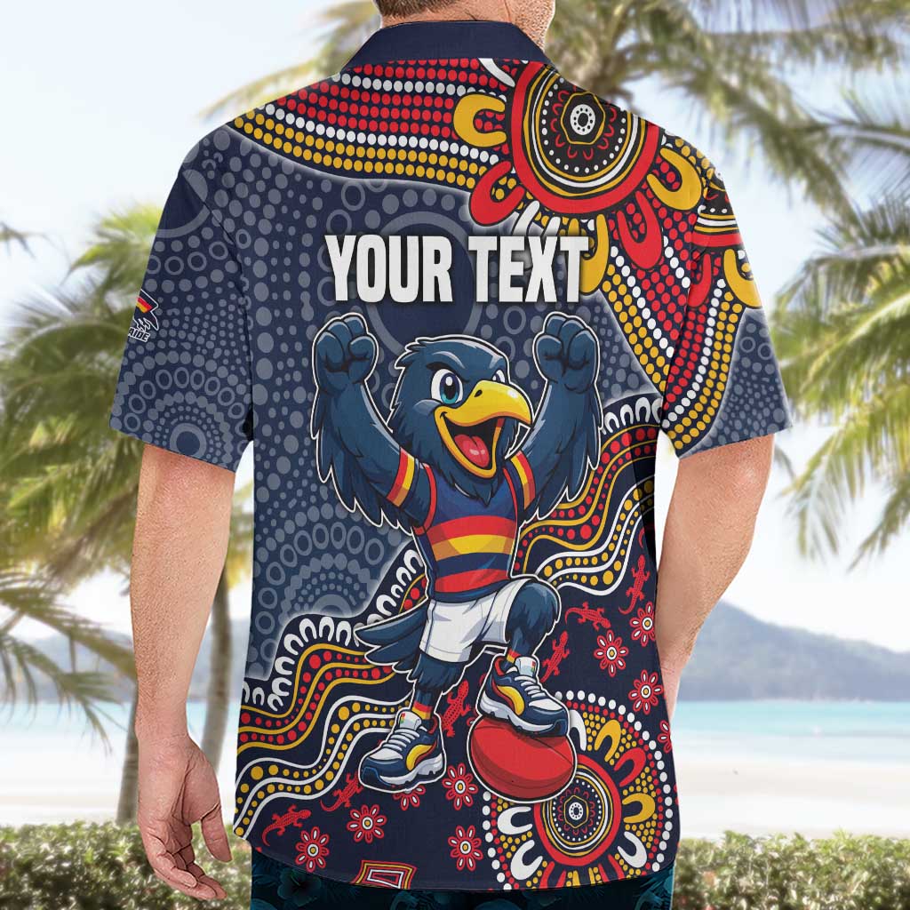 Personalized Adelaide Crows Mascot Hawaiian Shirt Aboriginal Dot Art Style Vibrant Indigenous Pattern Design