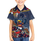 Personalized Adelaide Crows Mascot Hawaiian Shirt Aboriginal Dot Art Style Vibrant Indigenous Pattern Design