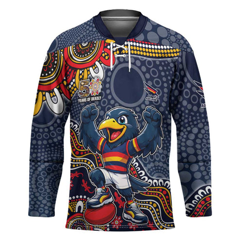 Personalized Adelaide Crows Mascot Hockey Jersey Aboriginal Dot Art Style Vibrant Indigenous Pattern Design