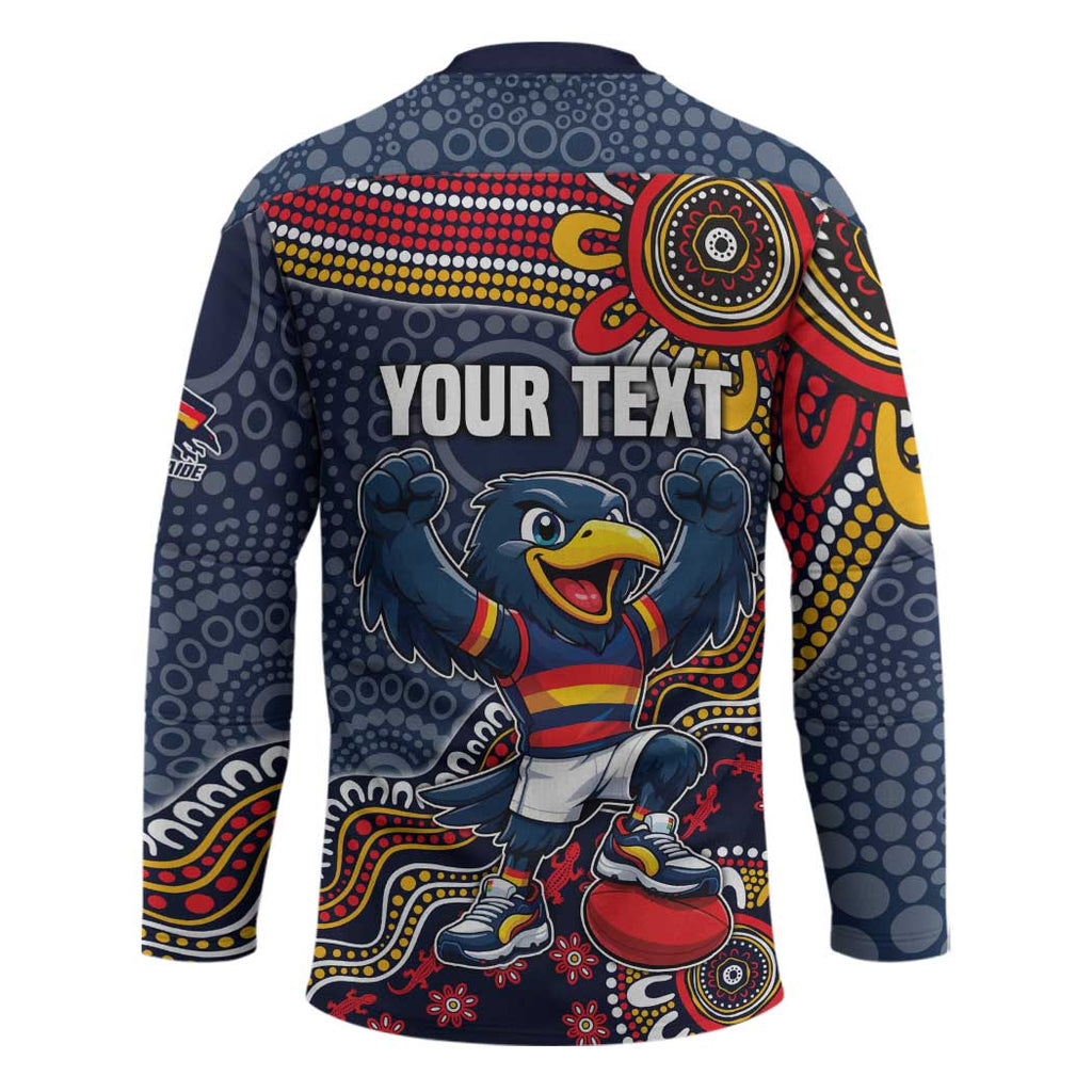 Personalized Adelaide Crows Mascot Hockey Jersey Aboriginal Dot Art Style Vibrant Indigenous Pattern Design