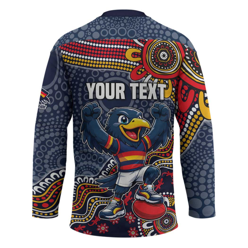 Personalized Adelaide Crows Mascot Hockey Jersey Aboriginal Dot Art Style Vibrant Indigenous Pattern Design