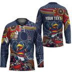 Personalized Adelaide Crows Mascot Hockey Jersey Aboriginal Dot Art Style Vibrant Indigenous Pattern Design