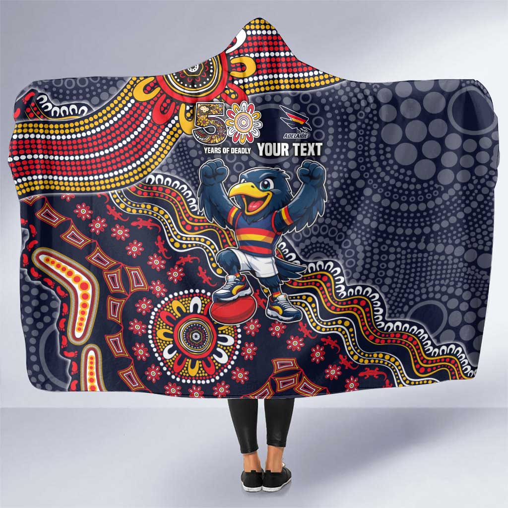 Personalized Adelaide Crows Mascot Hooded Blanket Aboriginal Dot Art Style Vibrant Indigenous Pattern Design